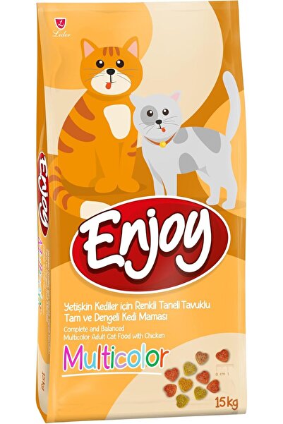 Enjoy Kuru Kedi Maması, Tavuklu, Yetişkin, Renkli Taneli, 15 Kg