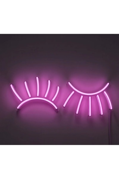 Slasa لافتة نيون LED على شكل رموش وينك 30×40 سم بضوء أرجواني مع قاعدة أكريليك...