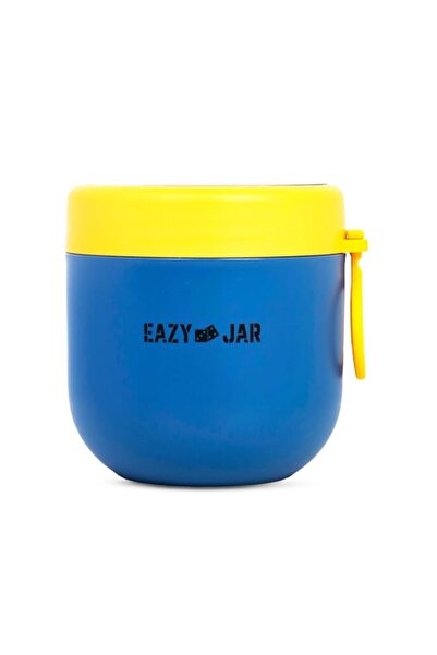 Generic Eazy Kids Steel Lunch Box With Folding Spoon- Blue
