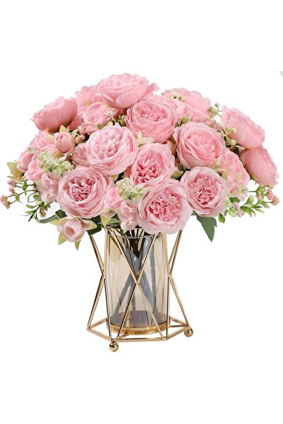 Generic HNVNER 4 Bouquets Peonies Artificial Flowers Pink Silk Peony Bouquet ...