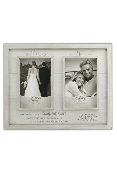 Generic Abbey Gift 25th Anniversary Wood Photo Frame, 12 x 9.5-Inches, Holds ...