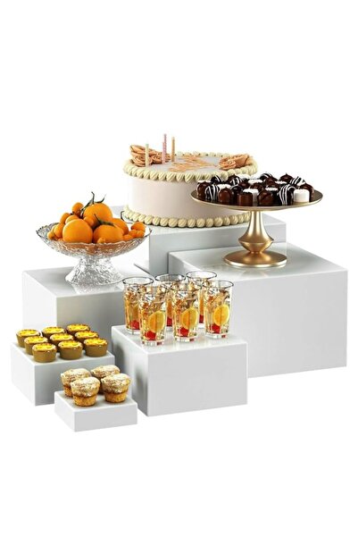 Generic Brand Buffet Risers, Food Risers for Buffet Table, 6PCS White Cube Di...