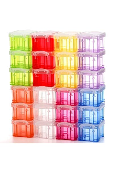 Generic Brand Mini Plastic Storage Bins 24-Pack - 3.3" x 2.6" x 2" Clear Latc...