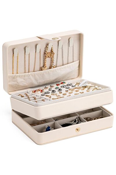 Generic Brand MODENGKONGJIAN Jewelry Organizer Box, 2-Layer Large Jewelry Sto...