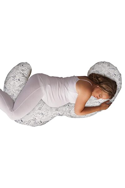 Generic Boppy Slipcovered Total Body Pregnancy Pillow, Gray Scattered Leaves