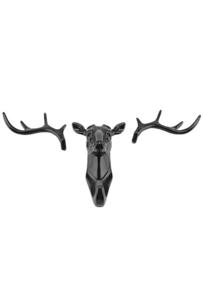 Generic Deer Head Wall Hook, 3D Decorative Key Holder, No Drill Adhesive Moun...