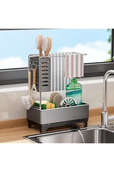 Generic YelaJoy Kitchen Sink Tray Drainer Rack, with Brush Holder, Stainless ...