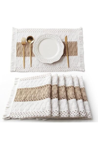 Generic Boho Placemats Set of 6, Macrame Table Decor and Farmhouse Style Plac...
