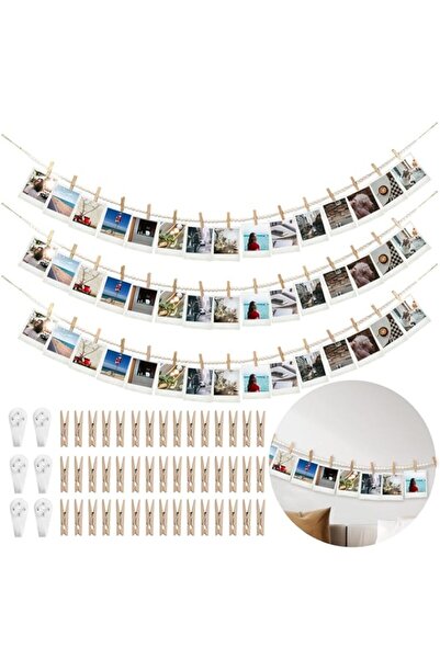 Generic Brand Hanging Photo Display Wall Decor with 45 Wood Clips, 5.6ft Boho...