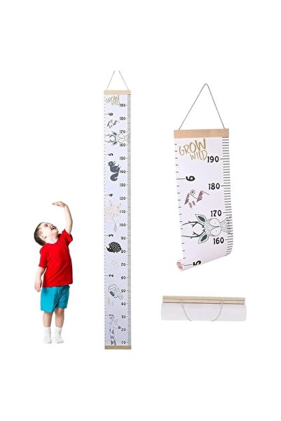 Generic Brand X Spring Height Growth Chart, 20x200cm Canvas Wood Ruler for Wa...