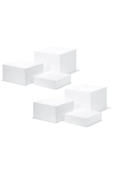 Generic Brand Red Co. 2 Sets of 3 Glossy White Acrylic Cube Display Nesting R...