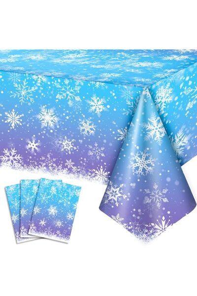 Generic Snowflake Tablecloth, 3pcs Winter Wonderland Tablecloth Set Blue Part...