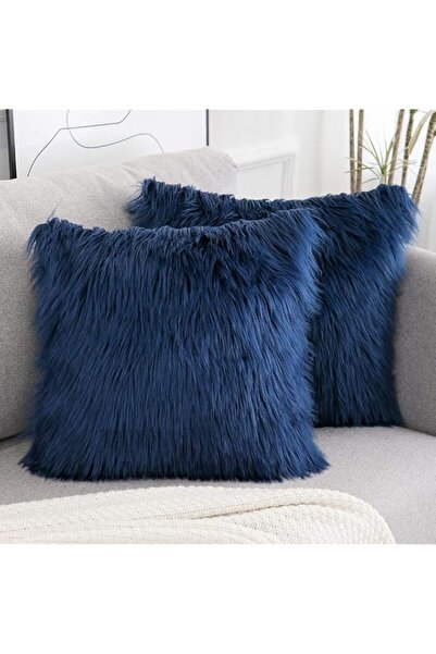 Generic Decorative Navy Blue Fluffy Pillow Covers New Luxury Series Merino St...