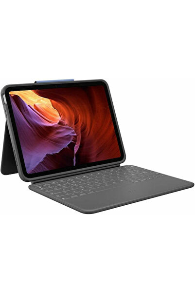 logitech Ανθεκτική Θήκη Folio με Πληκτρολόγιο Αγγλικού (US) Γκρι για iPad
