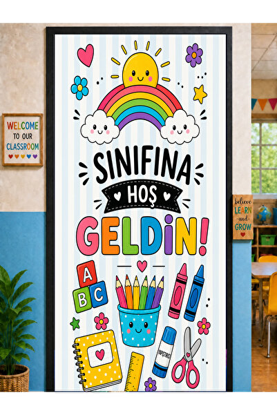 PROMISEBACKDROP2 190X75Cm Elastic School Classroom Door Drape, Welcome to Cla...