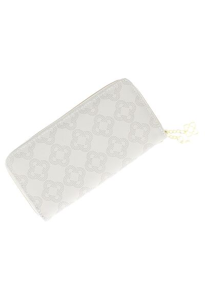 ButicCochet Portofel de damă, piele ecologică, Buticcochet, cu fermoar și design floral, 19x10x2 cm, Gri - PR858