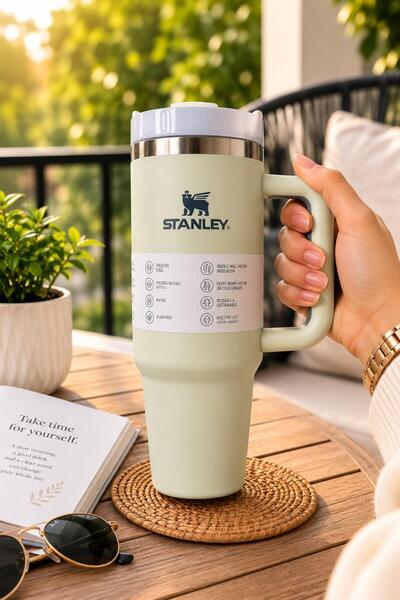 Generic Stanley Stainless Steel Vacuum Insulated Tumbler with Lid and Straw f...