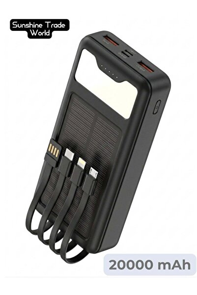 Gennext 20000mAh Solar Power Bank with 4 Built-in Cables, 22.5W PD Fast Charg...