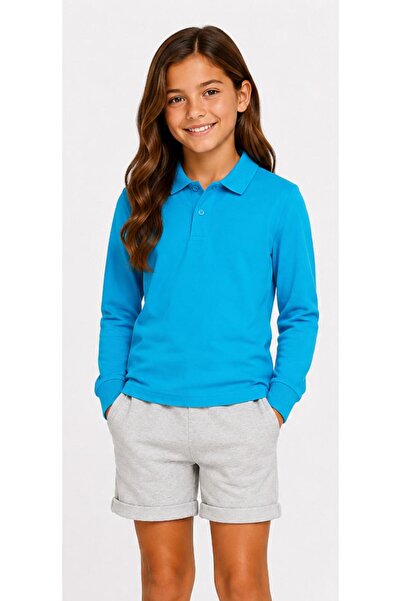 Kuraff Giyim Unisex Cotton Plain Woven Polo Collar School T-Shirt