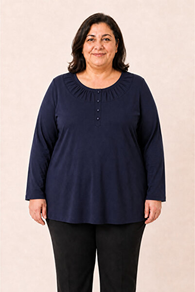 Mutlu City Plus Size Plain Mother's Combed Cotton Blouse 407