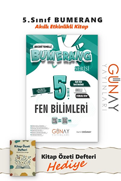 Günay Yayınları 5. Sınıf Bumerang Etkinlikli Fen Bilimleri Akıllı Kitap - Kit...