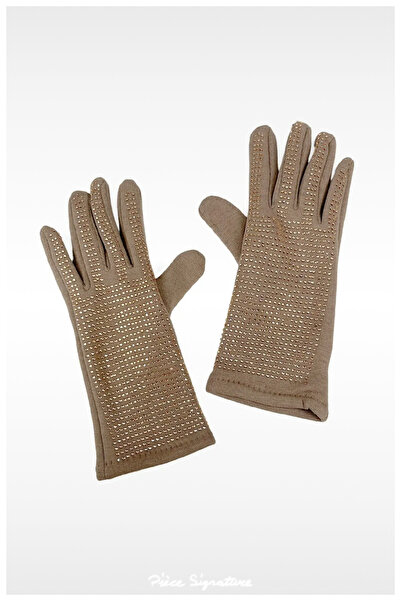 PIECE SIGNATURE Women's Gloves with Miflon and Stone Decorations inside
