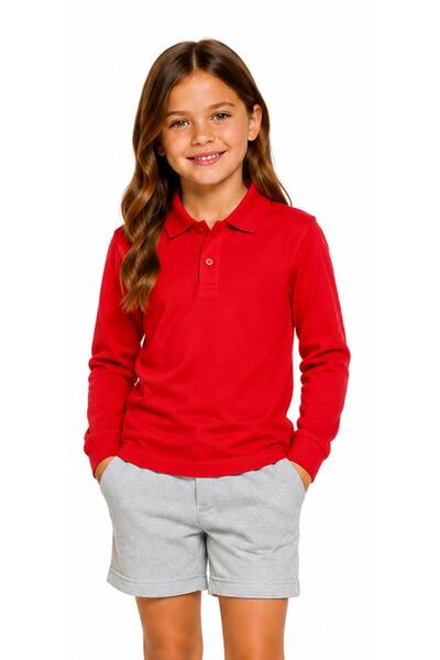 BAGİSTA BUTİK Unisex Cotton Plain Woven Polo Collar School T-Shirt