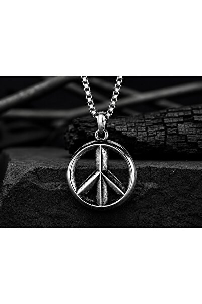voyageaccessory Stainless Steel Antique Tumbled Silver Color Peace Symbol Pea...