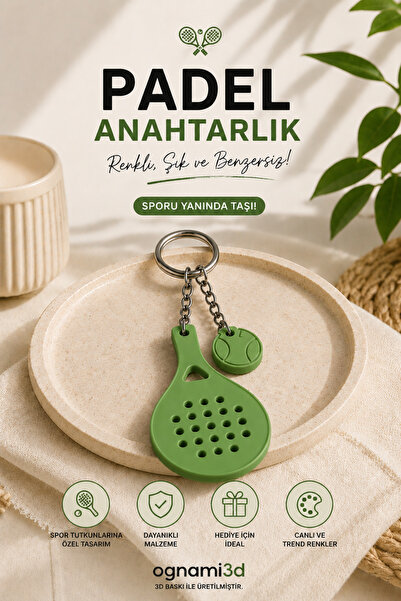 3D Baskı Padel Raketi Anahtarlık - Renk Seçenekli Mini Padel Anahtarlık
