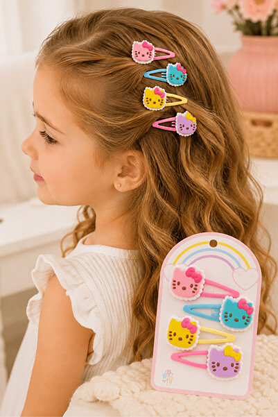 Generic Brand Girl's Cat Figured Snap Hair Clips Set of 4 Pastel Color Hair C...