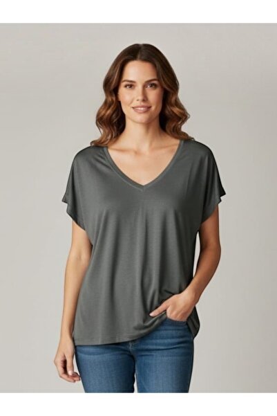 MODA Women's Front Back V Neck Relaxed Fit Viscose Combed Cotton Short Sleeve...