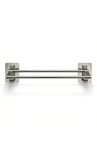 Generic 50 cm Towel Rail No Drill Wall Mount Double Rods with 2 Hooks Rustpro...