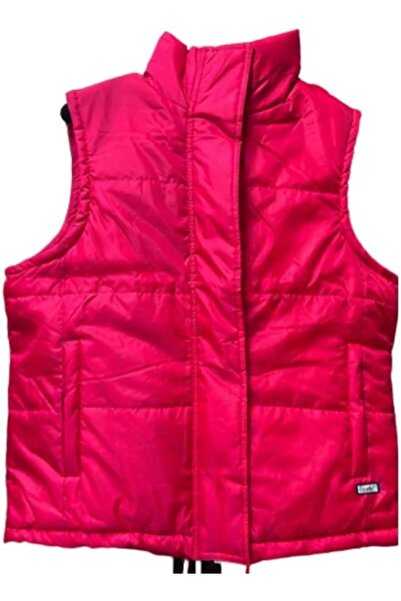 Generic Women's Red Puffer Sleeveless Vest with Stand Collar Size L Zip Closu...