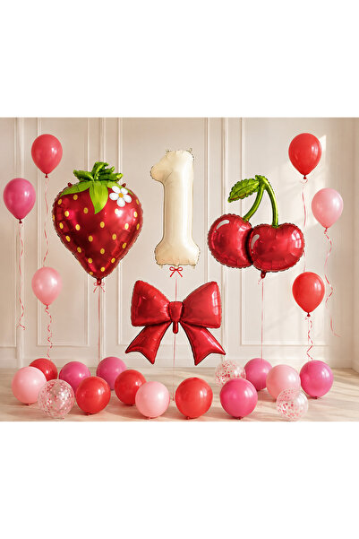 Öztürkpartievi Strawberry & Cherry Birthday Balloon Set