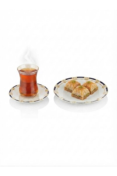 Altabi Set de ceai din ceramică cu farfurii pentru desert, 18 piese, pentru 6...