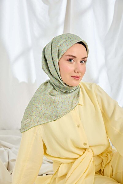 Silk Home Twill İpek Eşarp Mini Bouquet Mint Yeşil