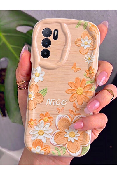 Rivor Oppo A16 & Oppo A55 Uyumlu Kılıf Kamera Korumalı 3D Kabartma Papatya ve...