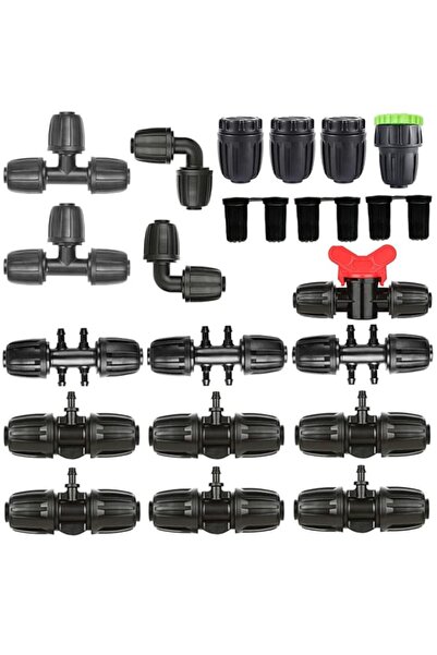 Generic Black Drip Irrigation Fittings Kit for 1/2 Inch to 1/4 Inch Irrigatio...