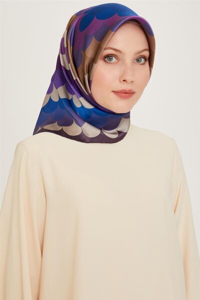 Armine Geometric Patterned Sura Saf Silk Scarf 9212D 06