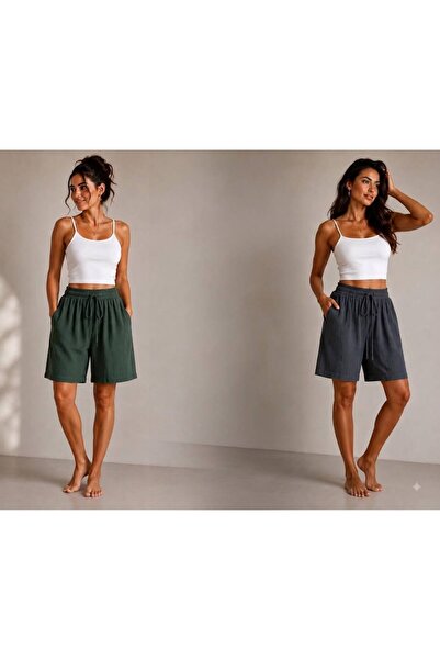PAZEN MODA TENSEL KUMAŞ BELİ LASTİKLİ CEPLİ ÇOK RAHAT ŞEHİR BOY ŞORT BATTAL B...