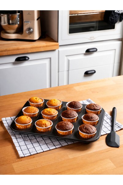 Generic Brand 12-Piece Muffin Mold Cupcake Capsule Oven Mini Cake Brownie Cake Container Fireproof - Non-Stick