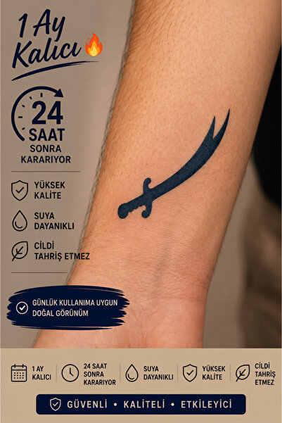 Genel Markalar 1 Aylık Geçici Minimal Zülfikar Dövmesi