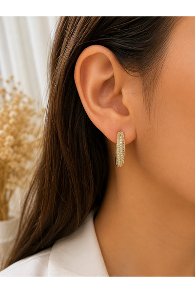 XUPİNGS JEWELRY Xuping 14K Altın Kaplama Renk Zirkon Taşlı Halka Küpe – Işılt...