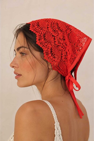 Handmade Betty Bands Women's Pomegranate Flower Lace Triangle Bandana Tie-On ...