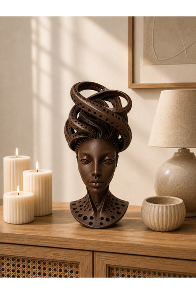 triora Soyut Kadın Yüzü Dekoratif Biblo 20 cm – Modern Minimalist Kadın Heyke...