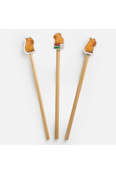 OEM Creioane din lemn Capybara - 3 bucăți, finisaj din lemn