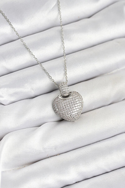 online kapsulavm avm alışveriş 316L Steel Chain Silver Color Zircon Stone Hea...