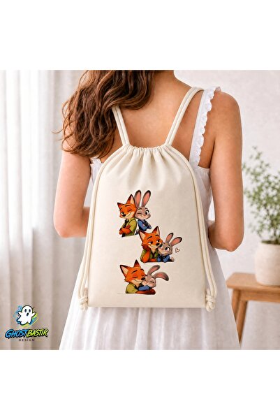 Ghostbastır Design Zootopia Drawstring Linen Bag C372