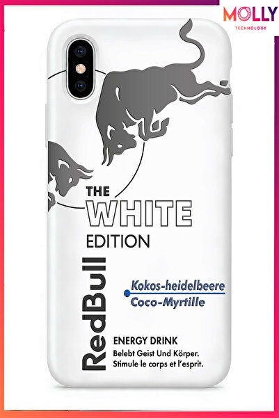 Molly iPhone XS MAX İçin Beyaz Redbull The White Edition Desenli İçi Kadife S...