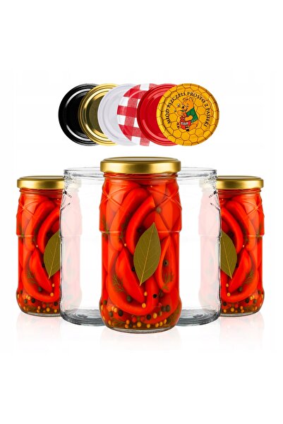 SuperButelki Set Borcane din Sticla cu Capace 70 mm, 470 ml, Transparent, pen...